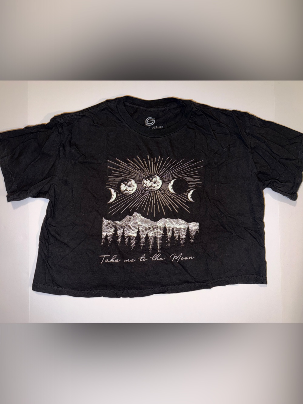 Take Me to the Moon Women's Black Crop Top